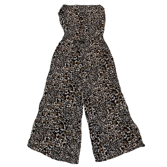 BLUE LIFE Reverse Leopard Print Bell Jumper Sleeveless Strapless Jumpsuit XS - Picture 3 of 13